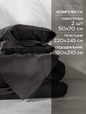 Постельное бельё Этель 2сп Tencel 180*210см, 220*245см, 50*70см-2шт, цвет чёрный
