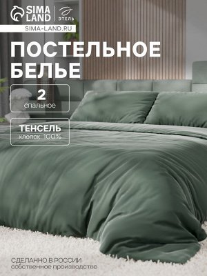 Постельное бельё Этель 2сп Tencel 180*210см, 220*245см, 50*70см-2шт, цвет оливковый