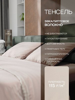 Постельное бельё Этель 2сп Tencel 180*210см, 220*245см, 50*70см-2шт, цвет бежевый