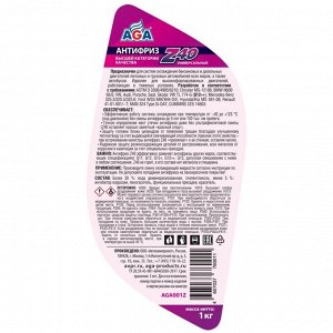 Антифриз AGA Z40, G12++, красный, -40°C, 1кг, арт. AGA001Z