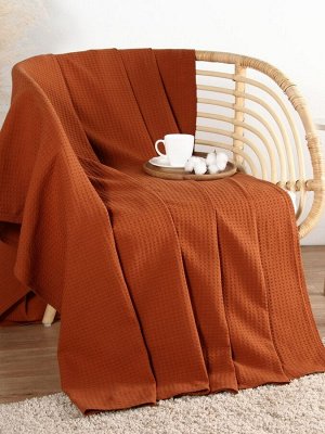 Плед вафельный «Этель» Waffle, 150x240 см, терракотовый, вафля 195 г/м²
