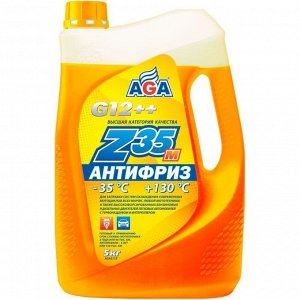 Антифриз AGA Z35m, G12++, оранжевый, -45°C, 5кг, арт. AGA311Z