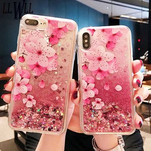 Чехол силикон с блестками на телефон Honor
