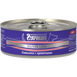 Четвероногий Гурман Silver конс 100г для собак Говядина Креветки Желе