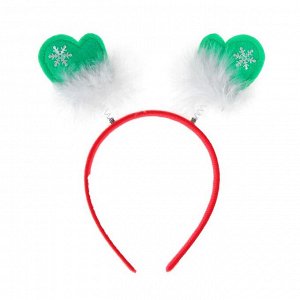 Карнавальный ободок "Варежки" с белым пухом, цвета МИКС