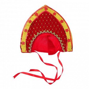 Карнавальный кокошник «Царица», цвет золотисто-красный