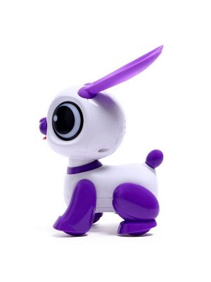 Робот кролик «Питомец» IQ BOT, интерактивный: с записью звуков, реагирует на хлопки, звук, свет, на батарейках, розовый