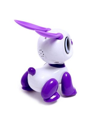 Робот кролик «Питомец» IQ BOT, интерактивный: с записью звуков, реагирует на хлопки, звук, свет, на батарейках, розовый
