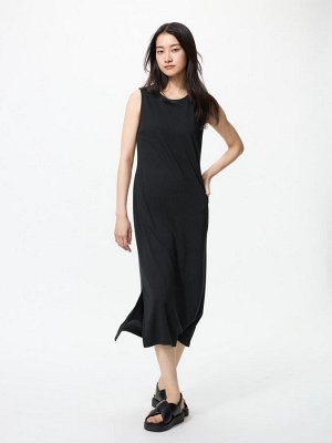 UNIQLO - длинное прямое платье без рукавов - 09 BLACK