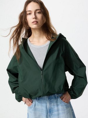 UNIQLO - курточка на молнии с защитой от UV-лучей - 59 DARKGREEN