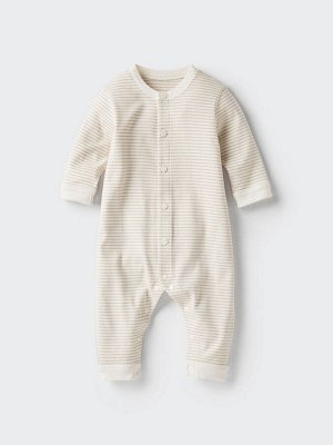 UNIQLO - полосатый комбинезон с длинным рукавом для малышей - 30 NATURAL
