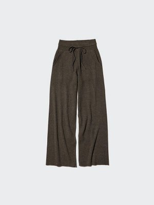 UNIQLO - женские трикотажные брюки в рубчик со шнурком - 35 BROWN