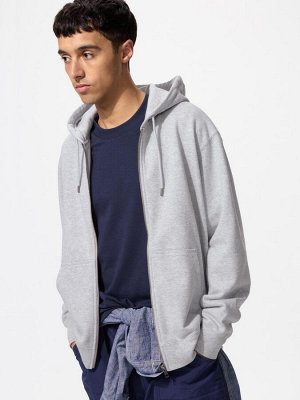 UNIQLO - хлопковая толстовка унисекс с капюшоном - 05 GRAY