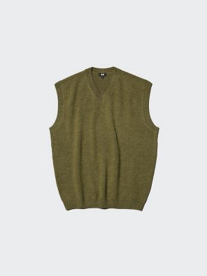 UNIQLO - вязаный жилет с V-образным вырезом - 31 BEIGE