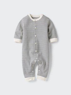UNIQLO - полосатый комбинезон с длинным рукавом для малышей - 69 NAVY