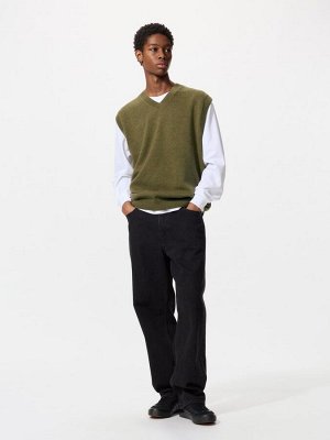 UNIQLO - вязаный жилет с V-образным вырезом - 31 BEIGE