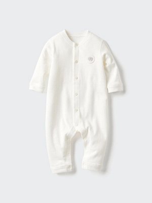 UNIQLO - однотонный комбинезон с длинным рукавом для малышей - 00 WHITE