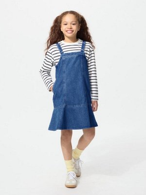 UNIQLO - джинсовый сарафан для девочек с расклешённым подолом - 65 BLUE
