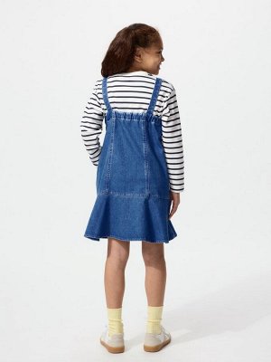 UNIQLO - джинсовый сарафан для девочек с расклешённым подолом - 65 BLUE