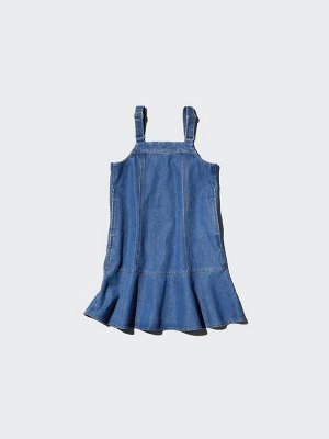 UNIQLO - джинсовый сарафан для девочек с расклешённым подолом - 65 BLUE