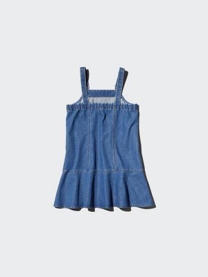 UNIQLO - джинсовый сарафан для девочек с расклешённым подолом - 65 BLUE