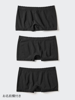 UNIQLO AIRism - комплект из 3 бесшовных трусиков-шорт для девочек - 09 BLACK