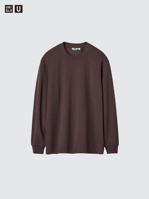 UNIQLO U - хлопковая кофта AIRism с круглым вырезом - 19 WINE
