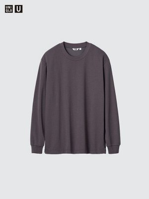 UNIQLO U - хлопковая кофта AIRism с круглым вырезом - 77 PURPLE
