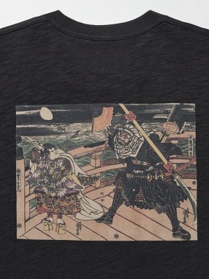 UNIQLO - футболка с героями из гравюр укиё-э (Бостонский музей искусств) - 09 BLACK