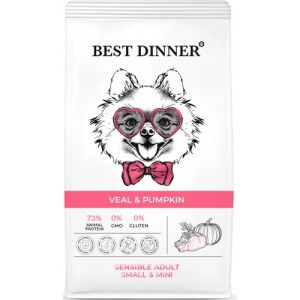Best Dinner для собак Mini чувствительным пищеварение для мелких пород Телятина Тыква 3кг