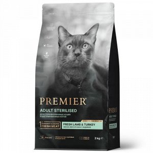 Premier для кошек Sterilised для для кастрированных и стерилизованных Ягненок Индейка 2кг