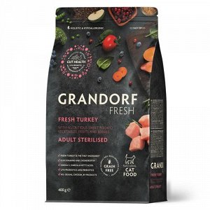 Grandorf Fresh для кошек Sterilised для кастрированных и стерилизованных Индейка Батат 400гр