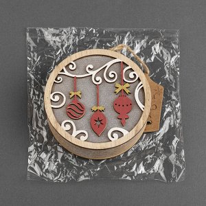 Ёлочная игрушка «Новогодние игрушки», 11х11х3 см, 4 LED, от батареек АААх2, свечение тёплое белое