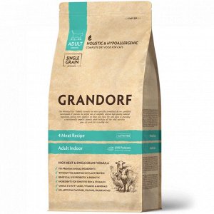Grandorf Probiotic для кошек Indoor для домашних 4вида мяса Рис 400гр