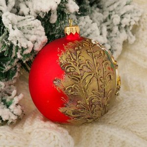 Шар новогодний "Рэтро" колокольчики d-10 см, золотисто-красный