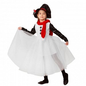 Карнавальный костюм "Снеговушка", текстиль, платье, головной убор, р.32, рост 128 см