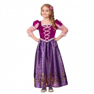 Карнавальный костюм «Принцесса Рапунцель», текстиль-принт, платье, брошь, заколка, р. 32, рост 128 см
