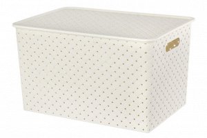 Корзинка с крышкой 14 л, 35x24.5x20.5 см, цвет слоновая кость, модель 'Береста'