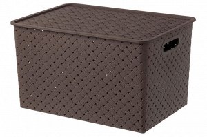 Корзинка с крышкой 14 л, 35x24,5x20,5 см, темно-коричневая "Береста"
