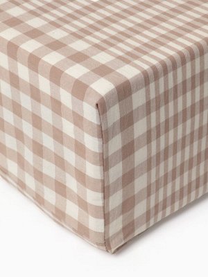 Простыня Этель Beige cage 160x200+30 100% жатый хлопок 140 г/м2