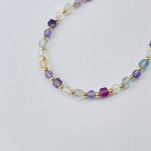 Браслет "Стихия Эфир" из Аметиста, Флюорита и Горного Хрусталя