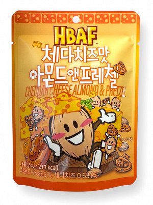 Миндаль и крендельки со вкусом сыра чеддер HBAF, 40гр, 1*6*72, шт