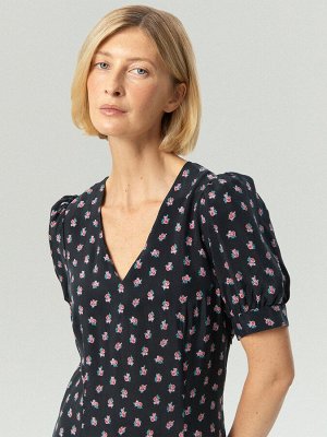 Платье макси из 100% купры с цветочным принтом, PL1668/july