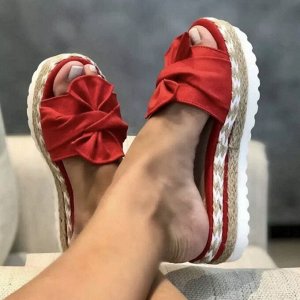 Женские сабо на толстой подошве, с декором в виде банта, красный