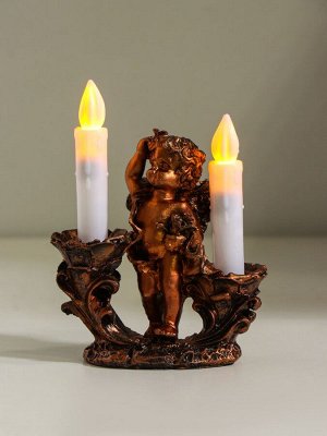 Подсвечник на 2 свечи TAKE IT EASY «Ангелочек смотрит», полистоун, 11x5.5x12 см