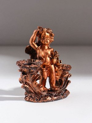 Подсвечник на 2 свечи TAKE IT EASY «Ангелочек смотрит», полистоун, 11x5.5x12 см