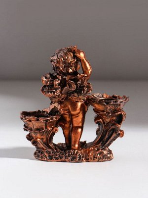 Подсвечник на 2 свечи TAKE IT EASY «Ангелочек смотрит», полистоун, 11x5.5x12 см