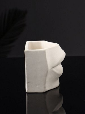 Фигурное кашпо для цветов «Губы», 115 мл, 10x18x7 см, гипс, белое