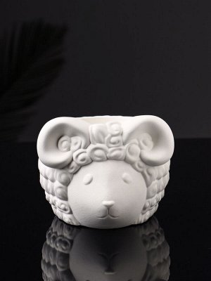 Фигурное кашпо для цветов «Баран», 221 мл, 12x10x7 см, гипс, белое