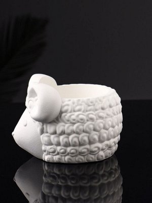 Фигурное кашпо для цветов «Баран», 221 мл, 12x10x7 см, гипс, белое